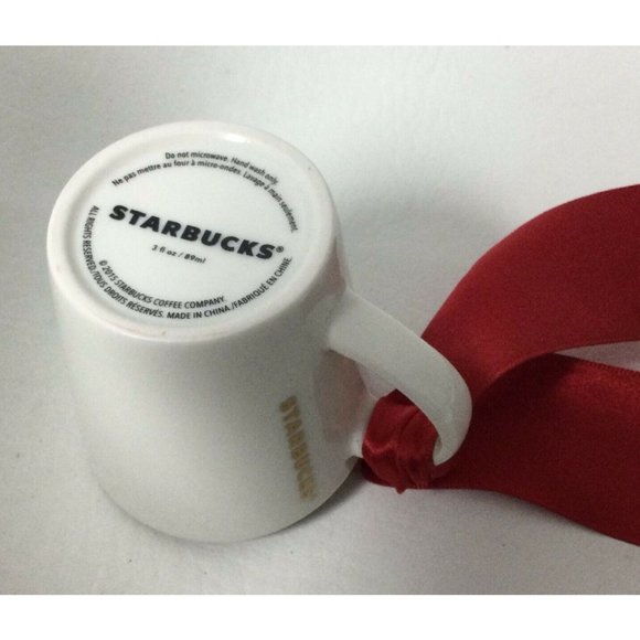 2015 Starbucks Coffee Espresso Demitasse 3oz Cup Mug White Gold Peace Sign - Picture 3 of 3